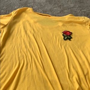 Yellow shirt with red rose